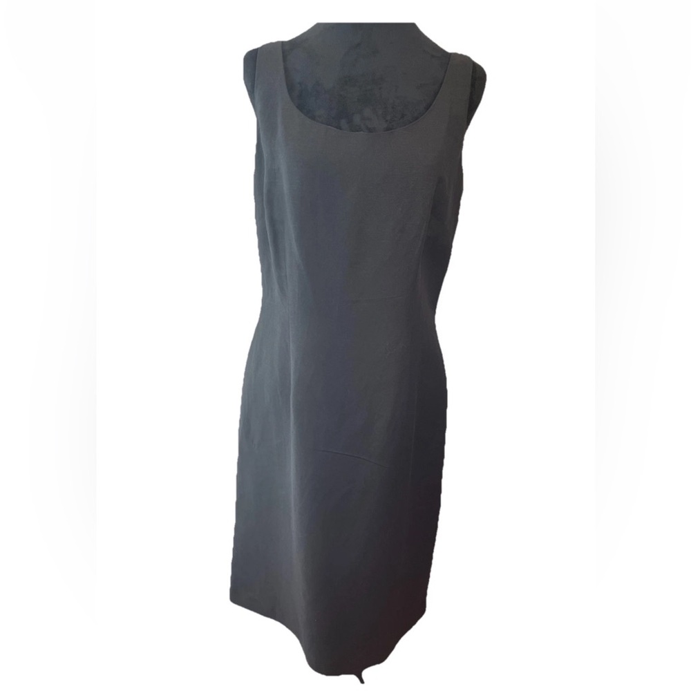 Jessica Howard black linen blend sleeveless sheath dress ladies size 12 summer